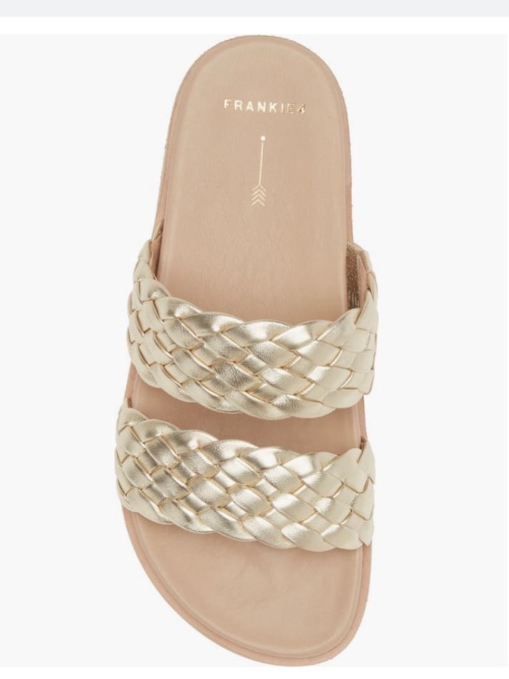 FRANKIE4 Malone Weave Slide Leather Sandal Gold Weave SZ 9.5